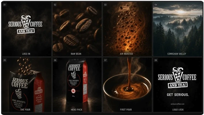 Storyboard for Serious Coffee video