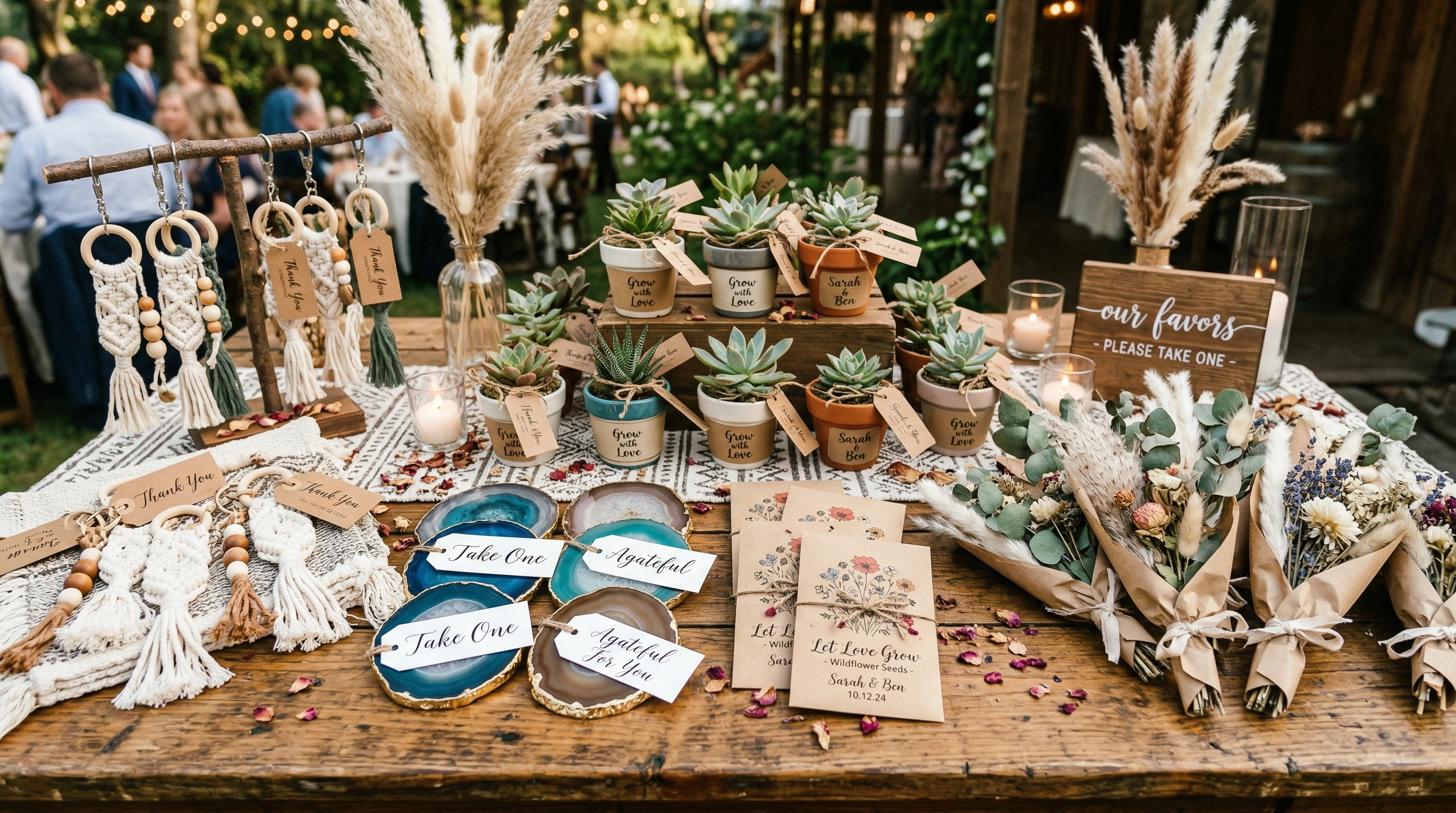 Unique Boho Wedding Favors - Assorted Items with Natural and Earthy Tones