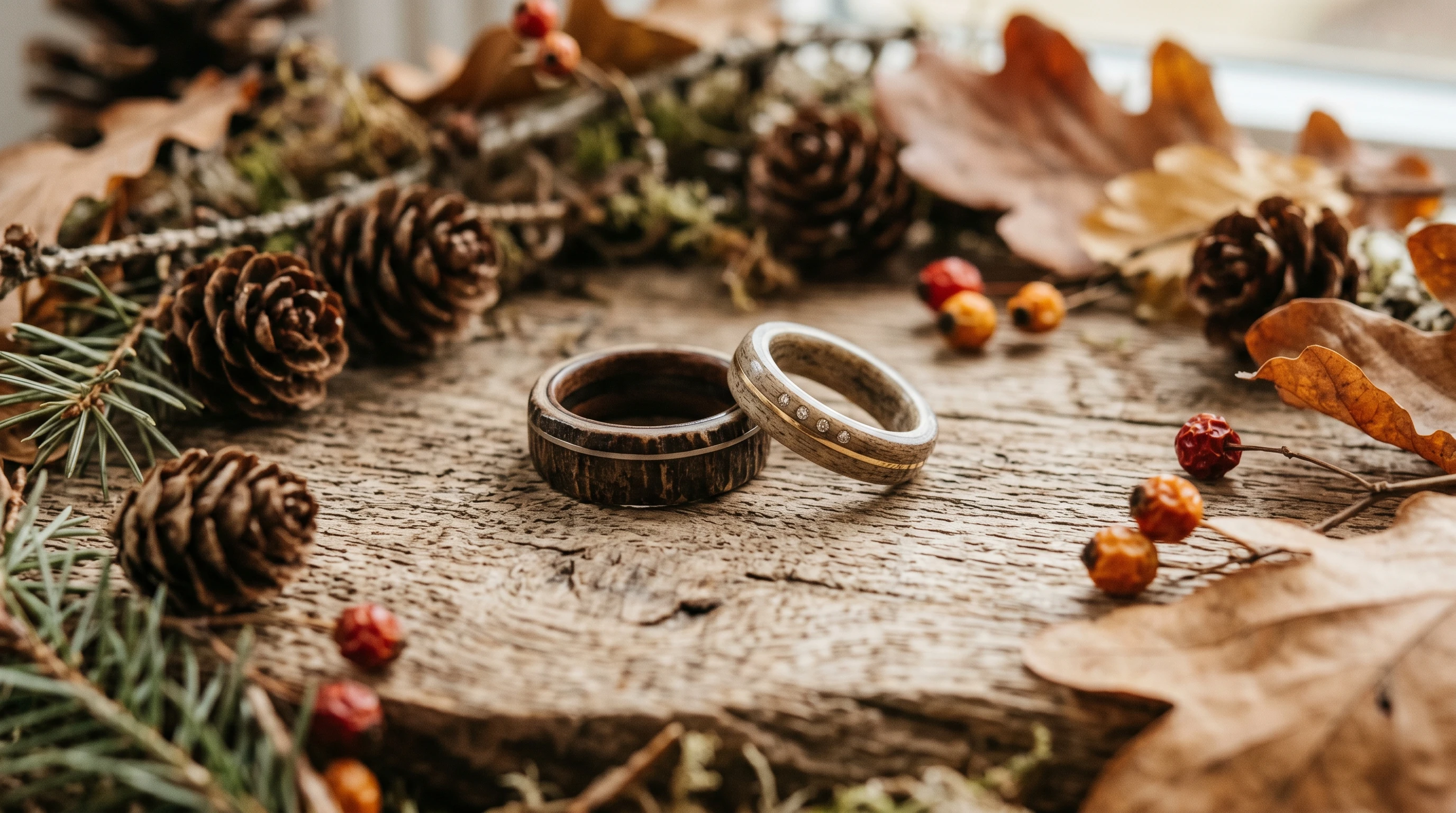 Unique Antler Wedding Rings