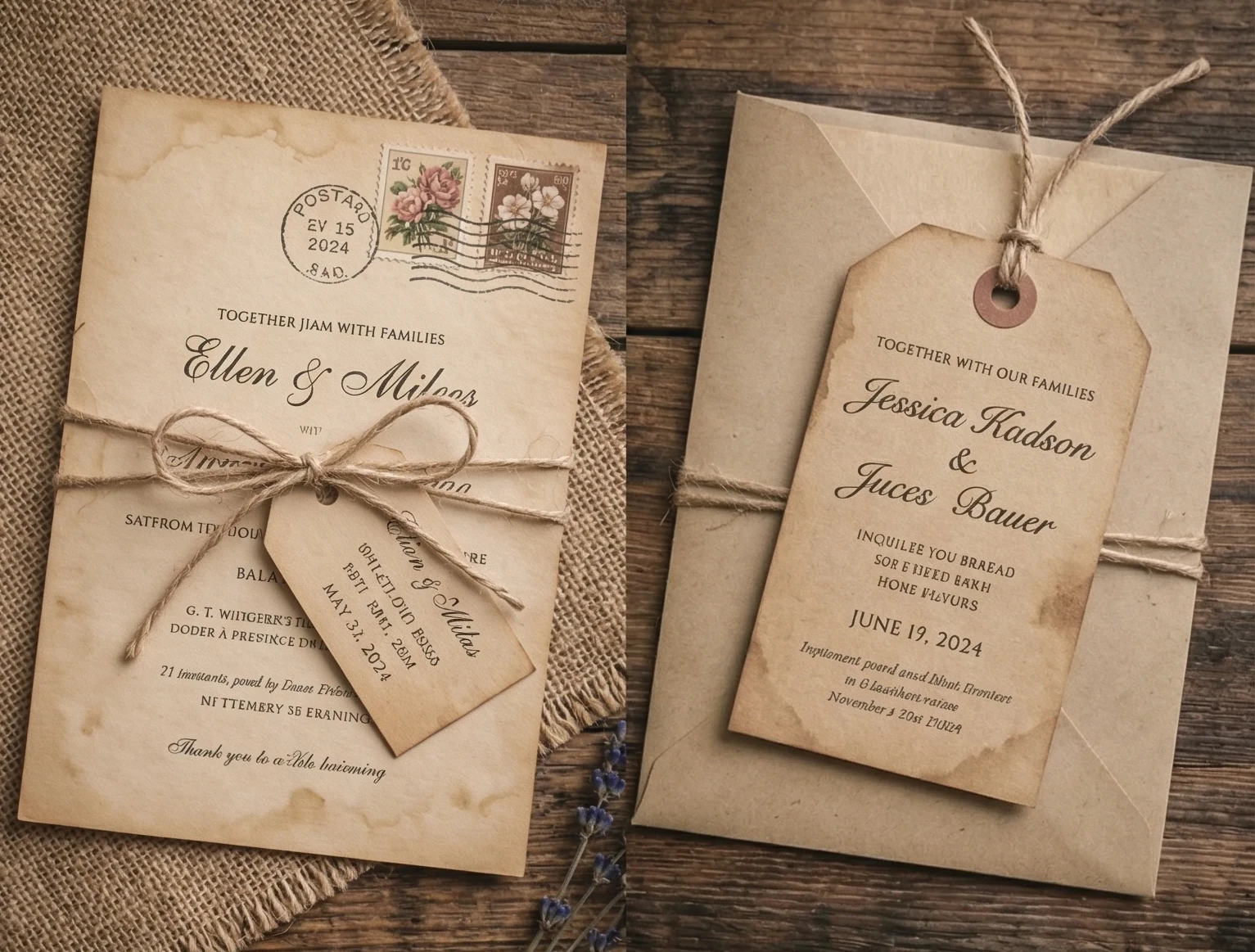 Rustic wedding invitations