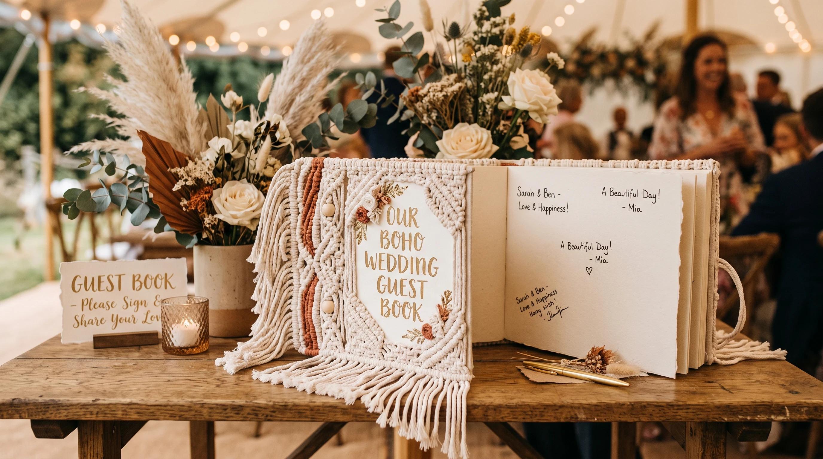 Boho wedding guest book ideas