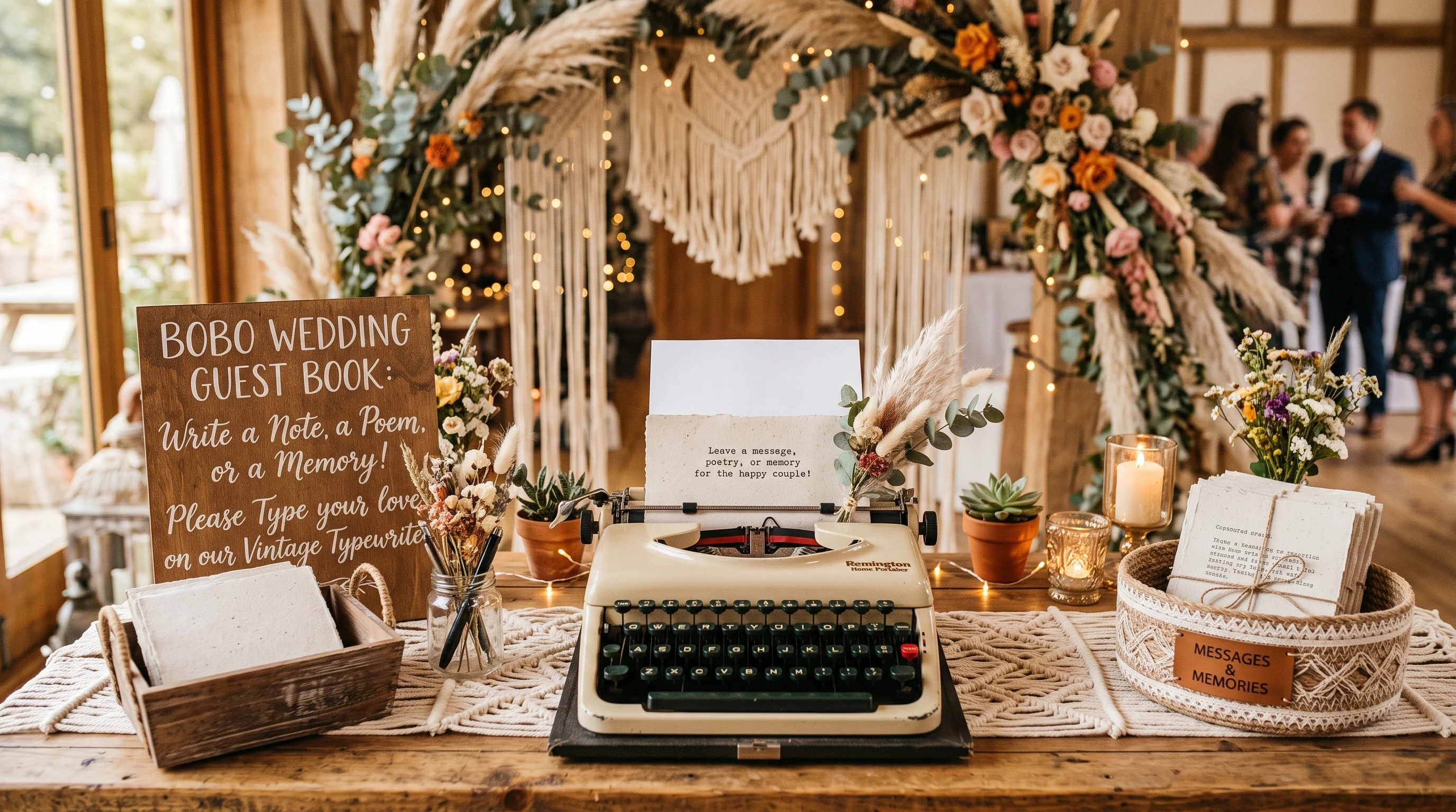 Boho wedding guest book ideas