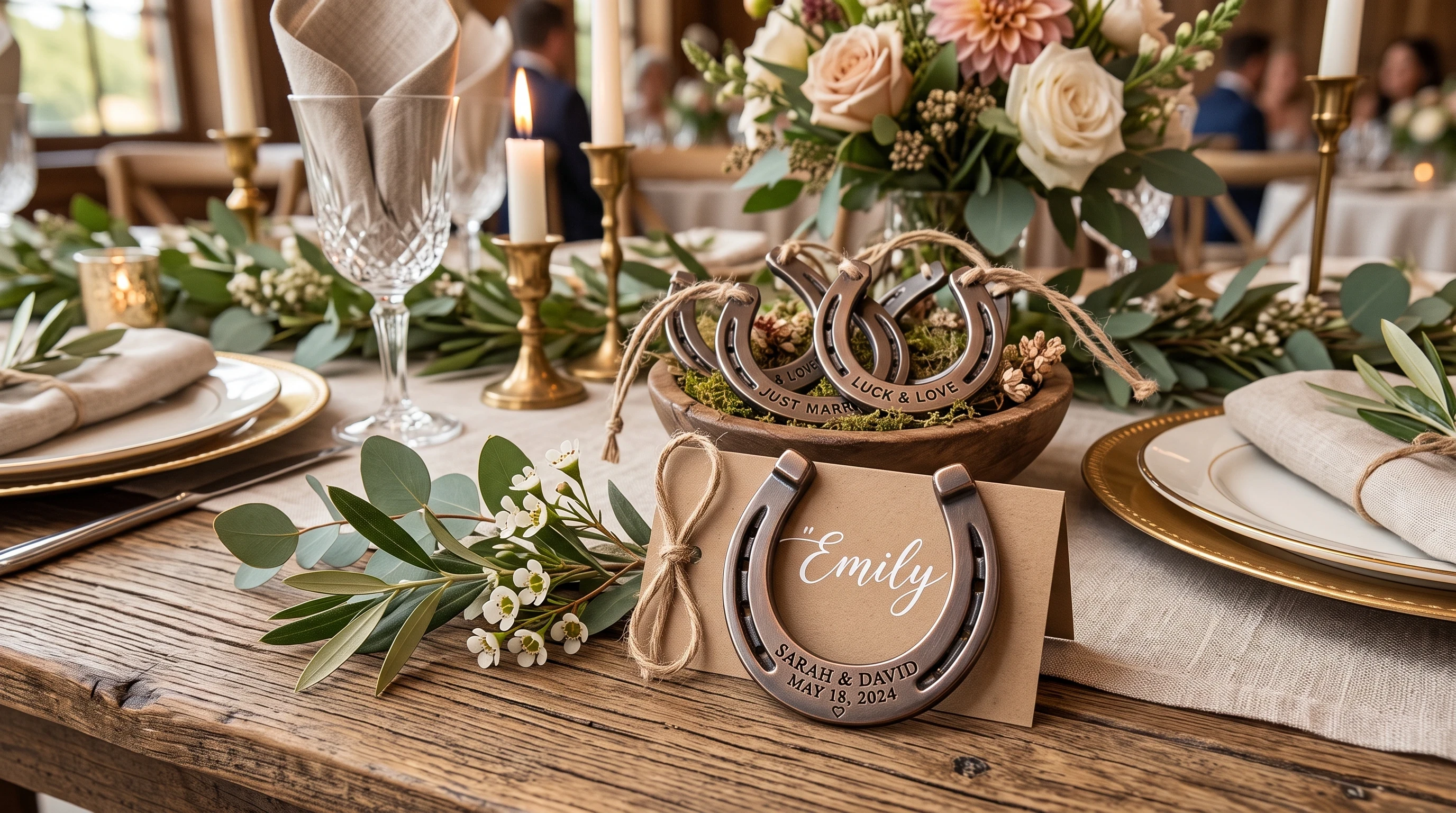 Engraved Horseshoe Ornaments Wedding favor