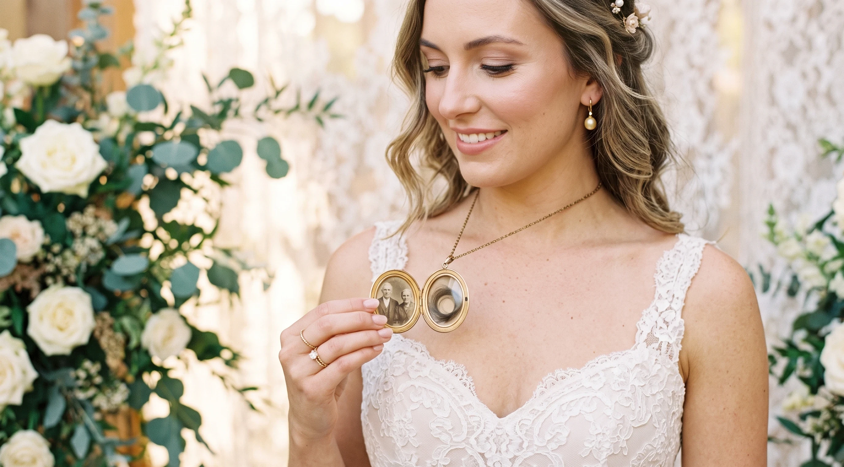 Bridal jewelry Antique Lockets With Hidden Photos