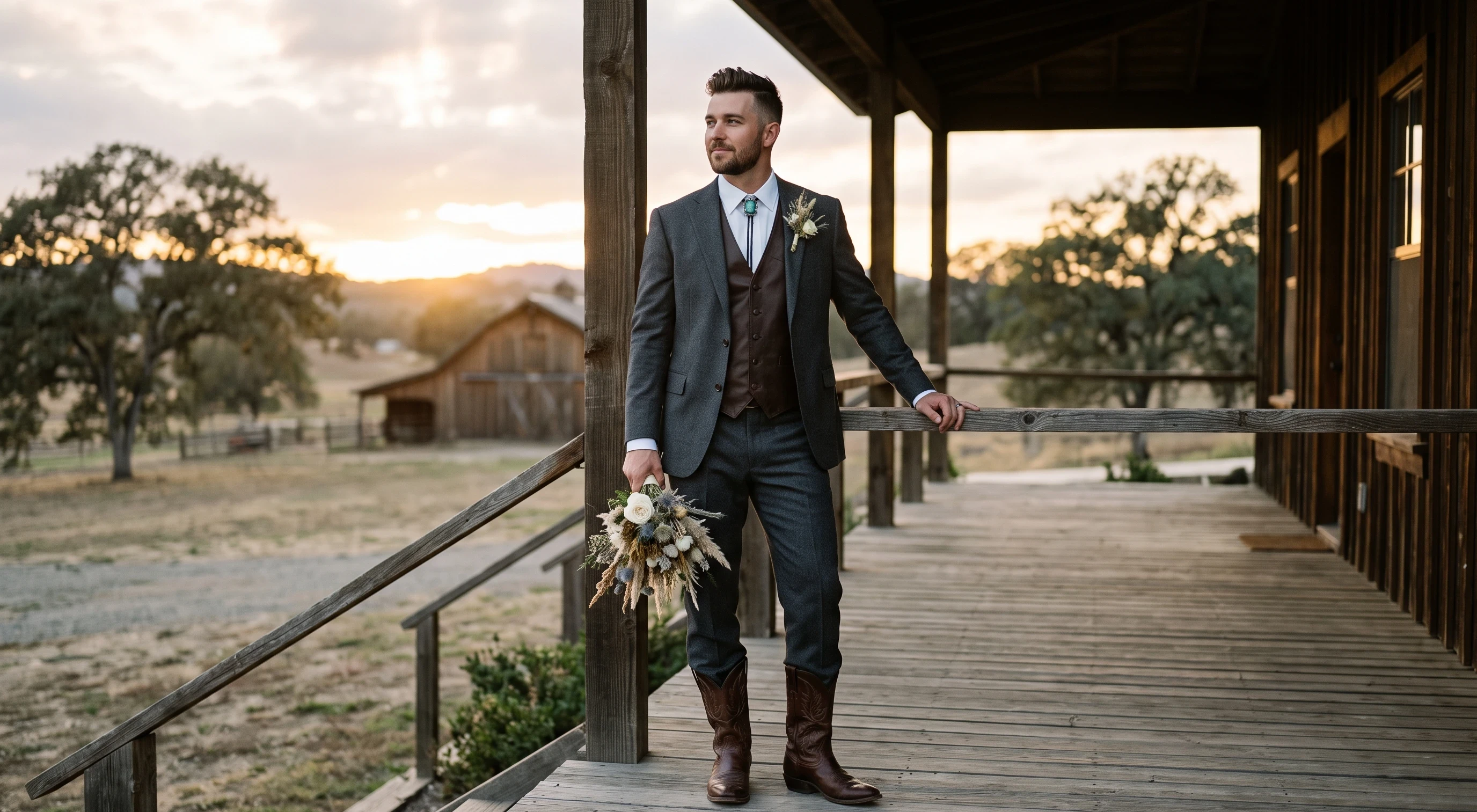 Western Suit Styled with Cowboy Boots