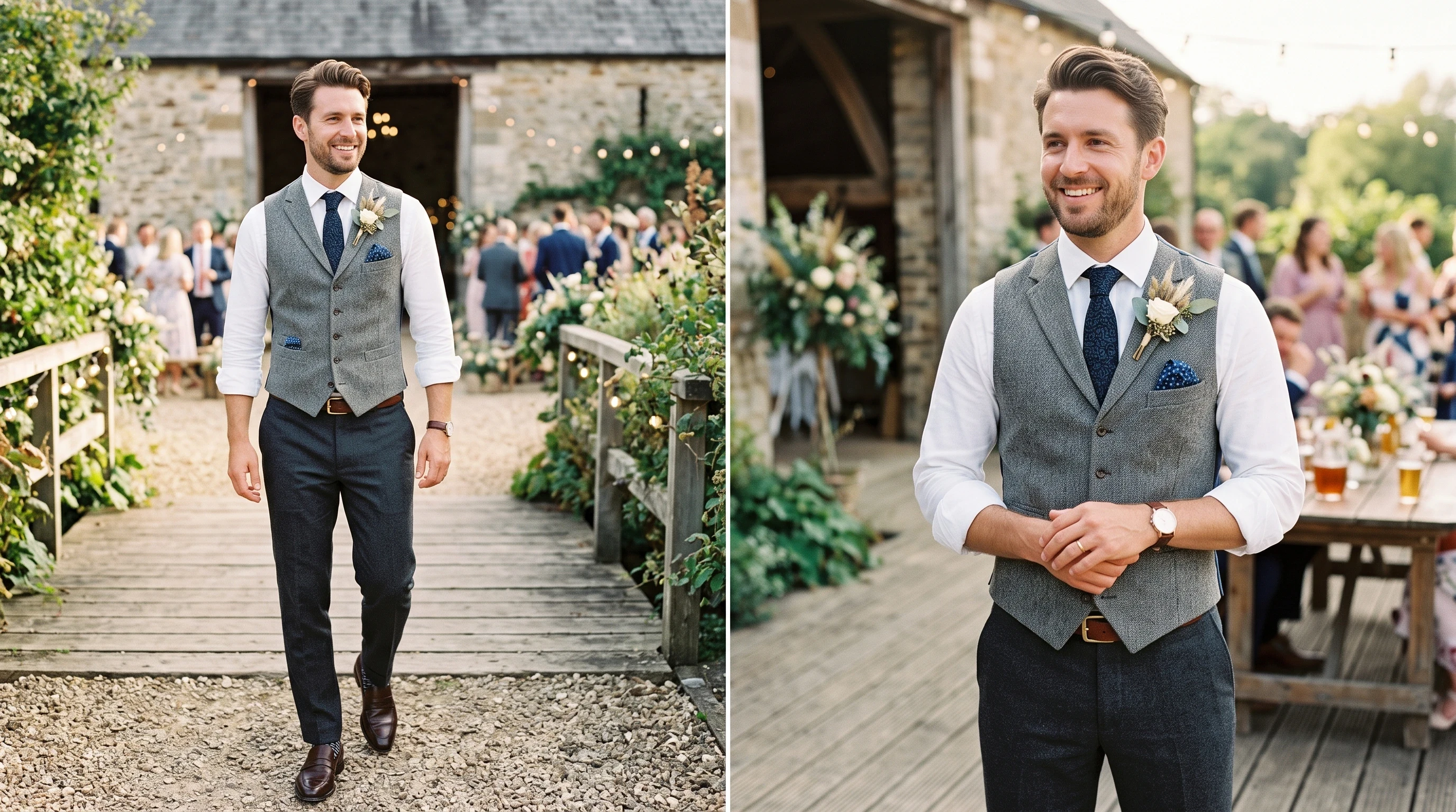 Groom attire Vest and Shirt Groom Look Without a Jacket