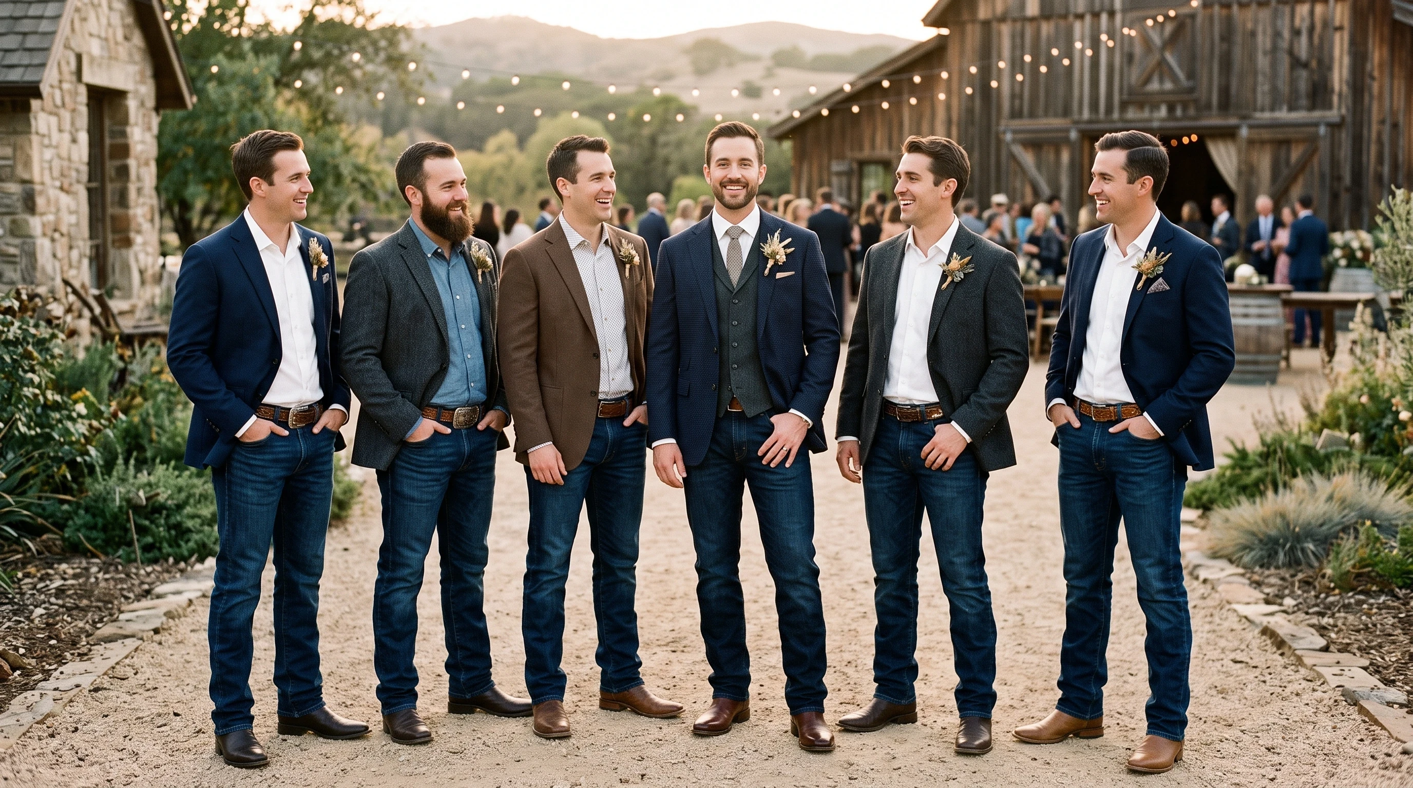 Groomsmen attire for Dark Denim and Tailored Jackets