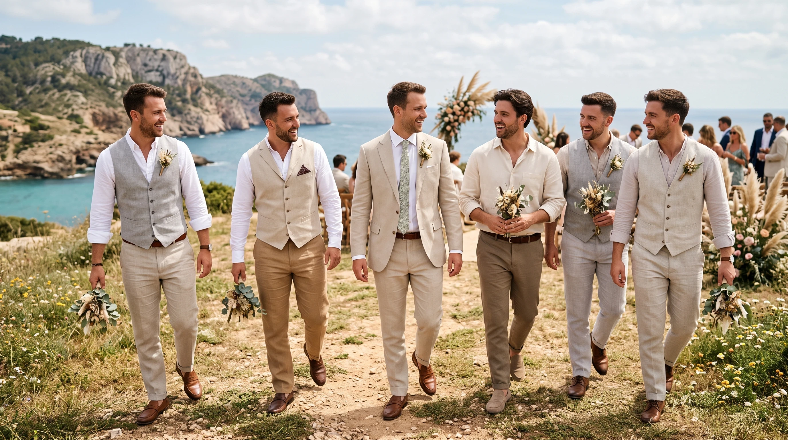 Groomsmen attire for Boho Linen Suits or Separates