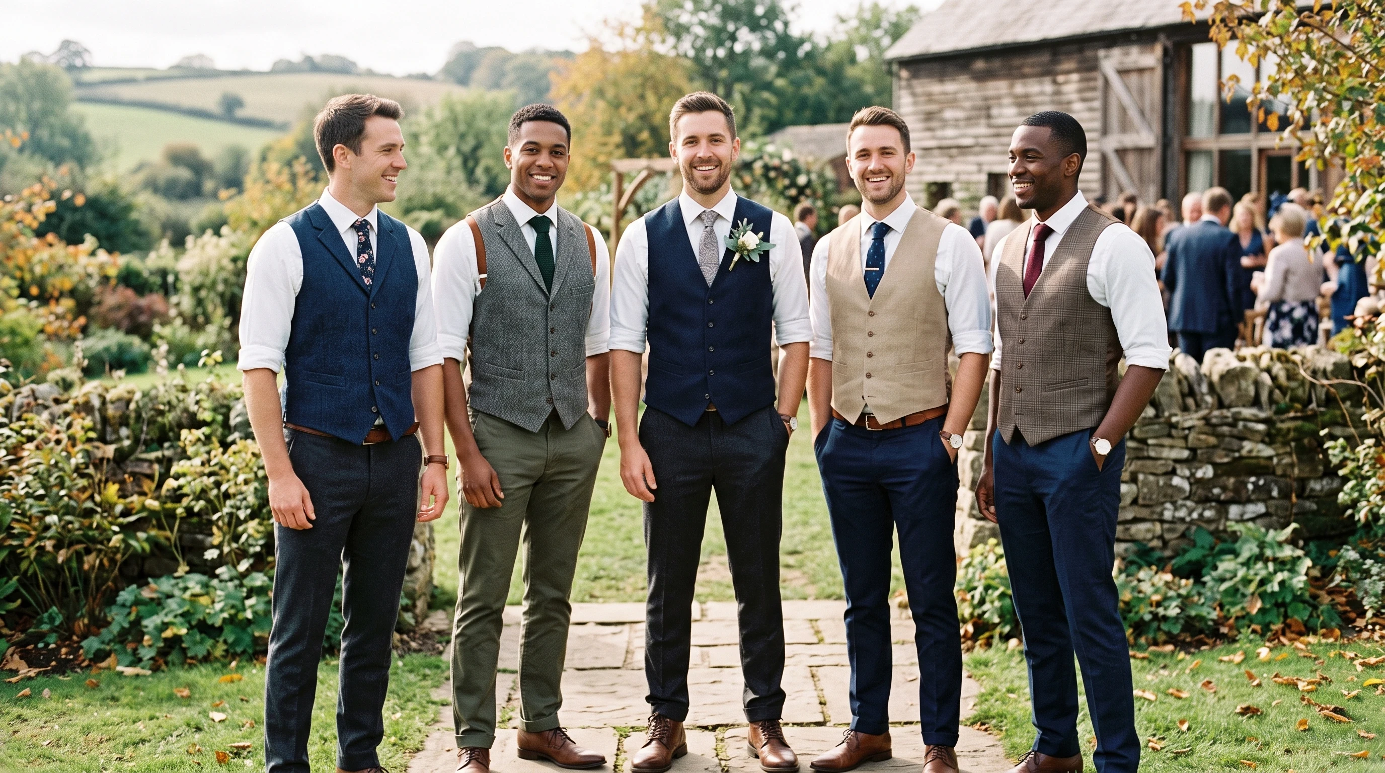 Groomsmen wedding attire for Vests and Shirts Without Jackets
