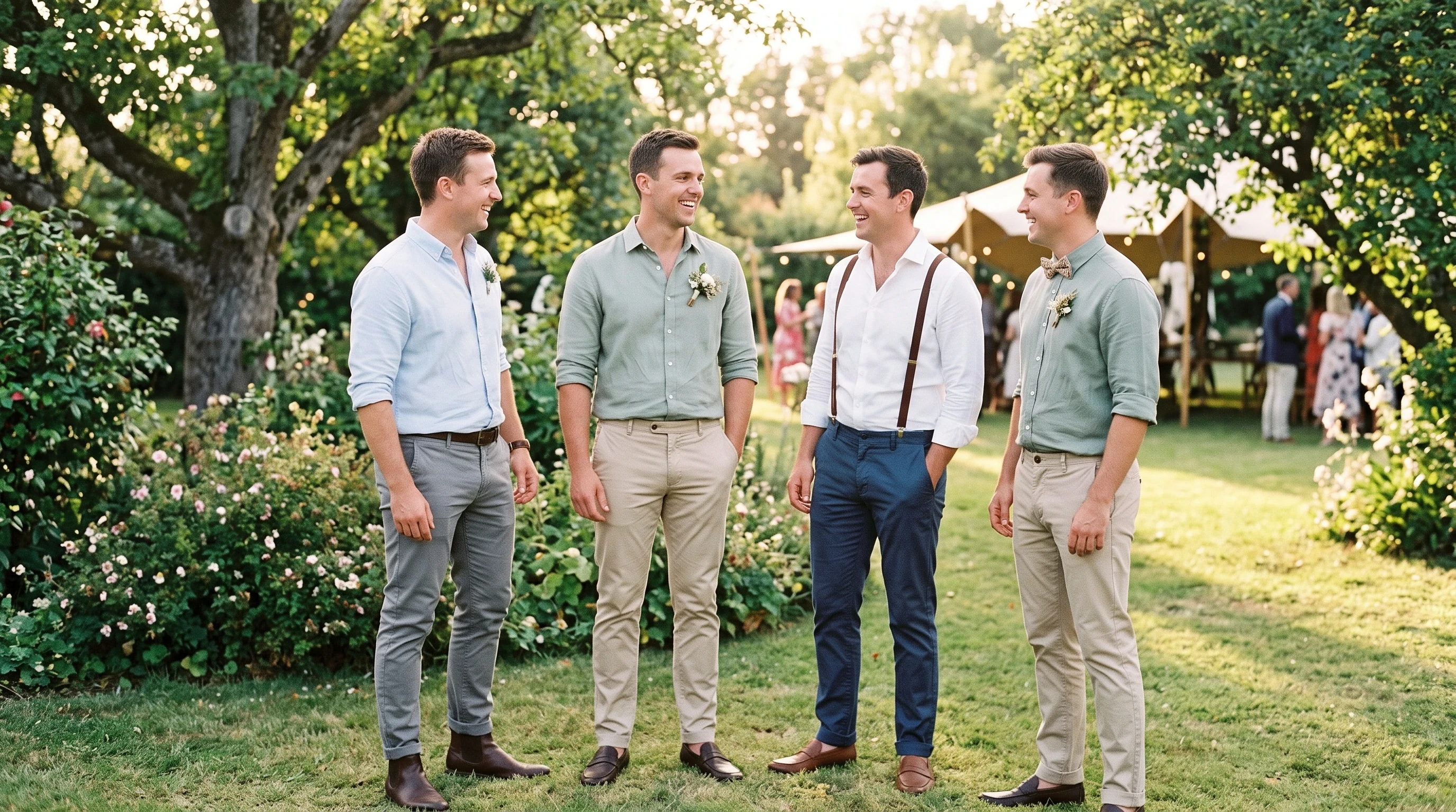 Casual Groomsmen Wedding Attire with Rolled Sleeves