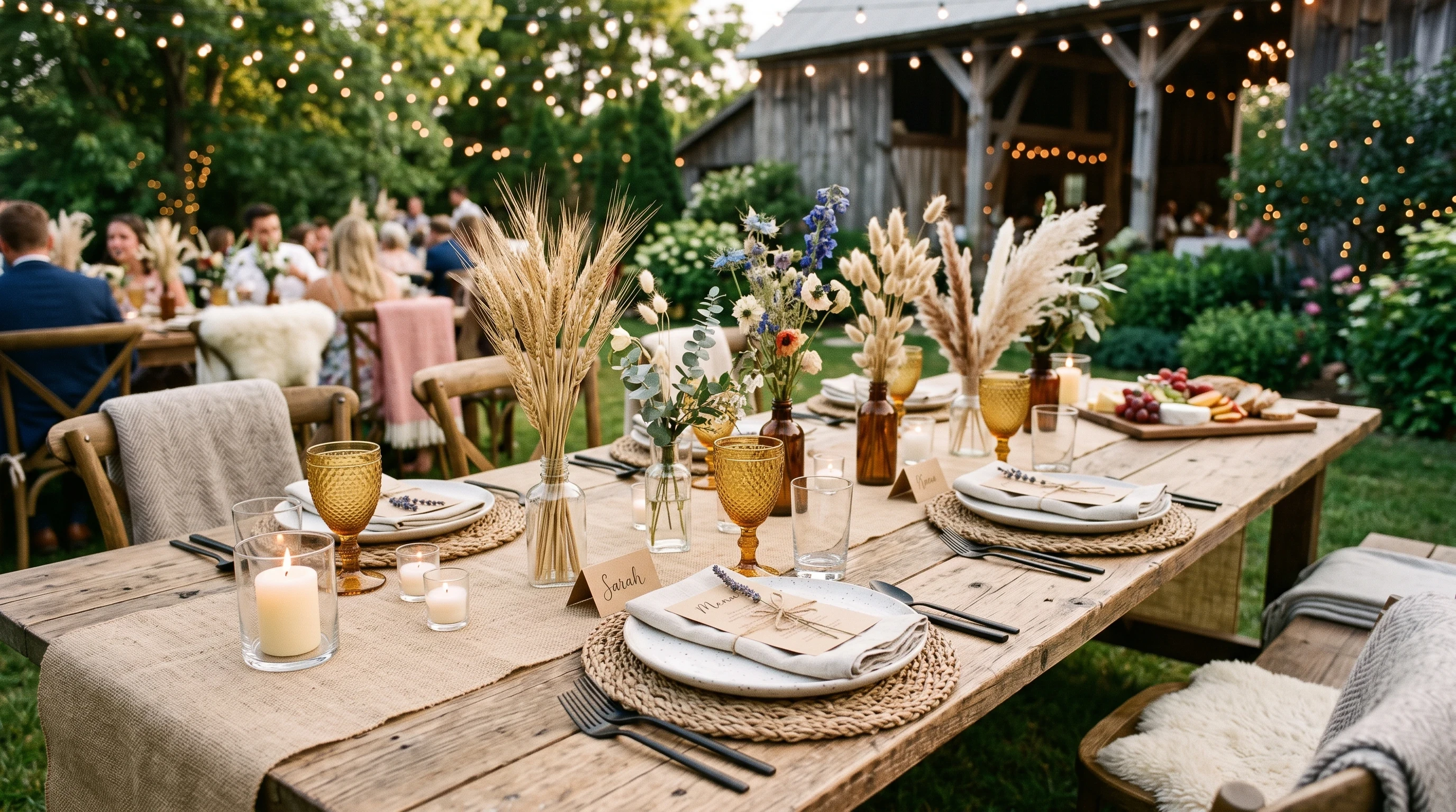 Boho Wedding Table Setting for Rustic Boho Farmhouse Table