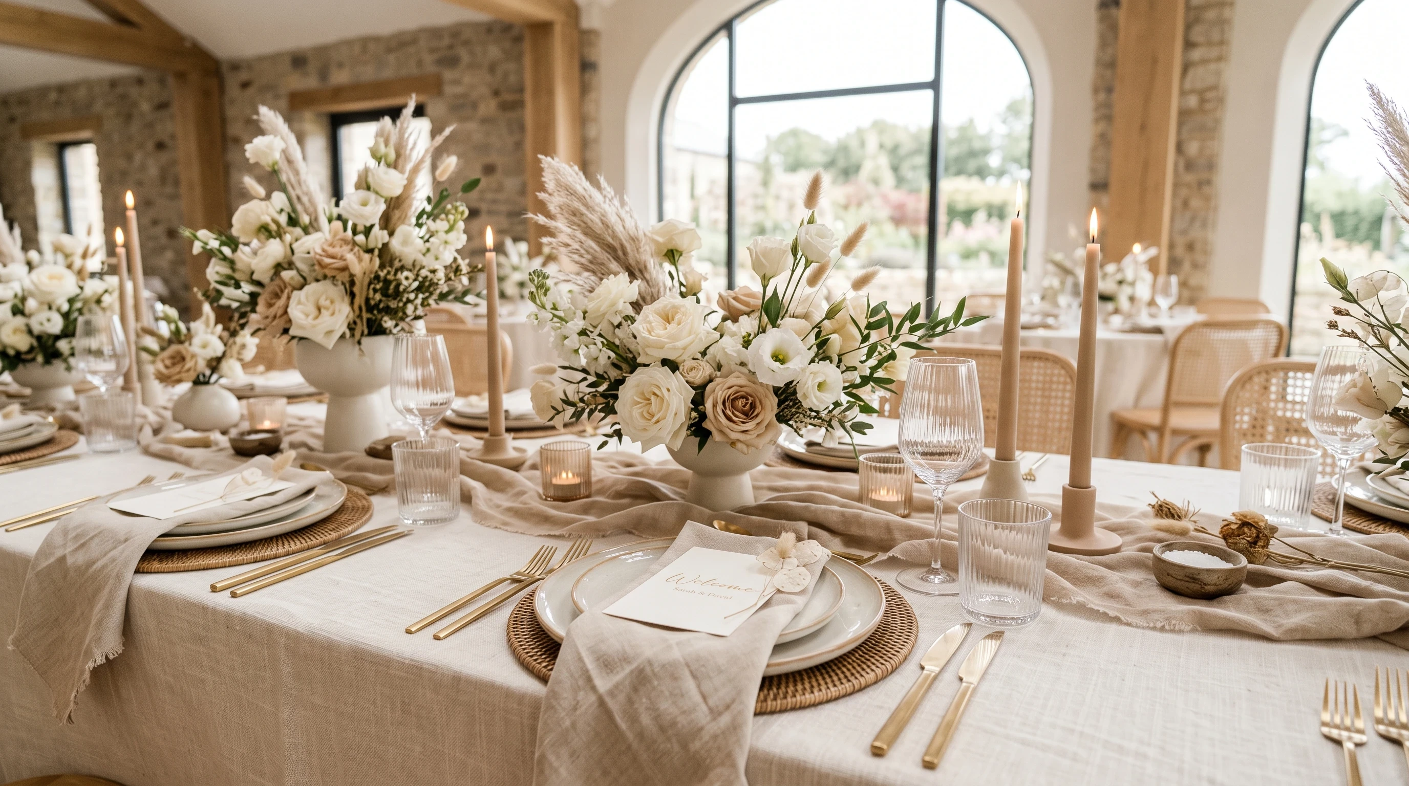 Boho Wedding Table Setting for Elegant Neutral Boho Table