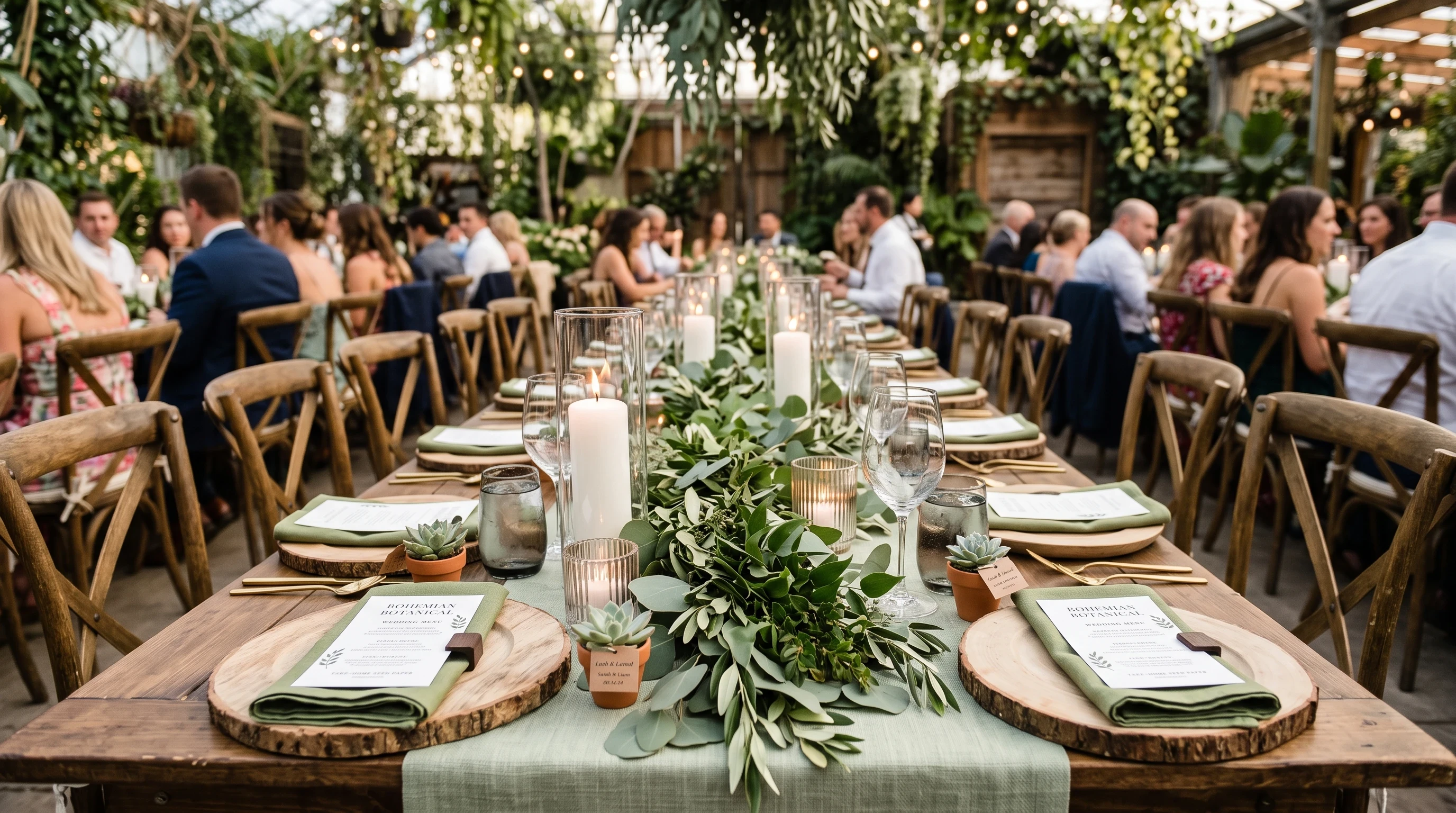Boho Wedding Table Setting for Greenery-Filled Boho Table Setting
