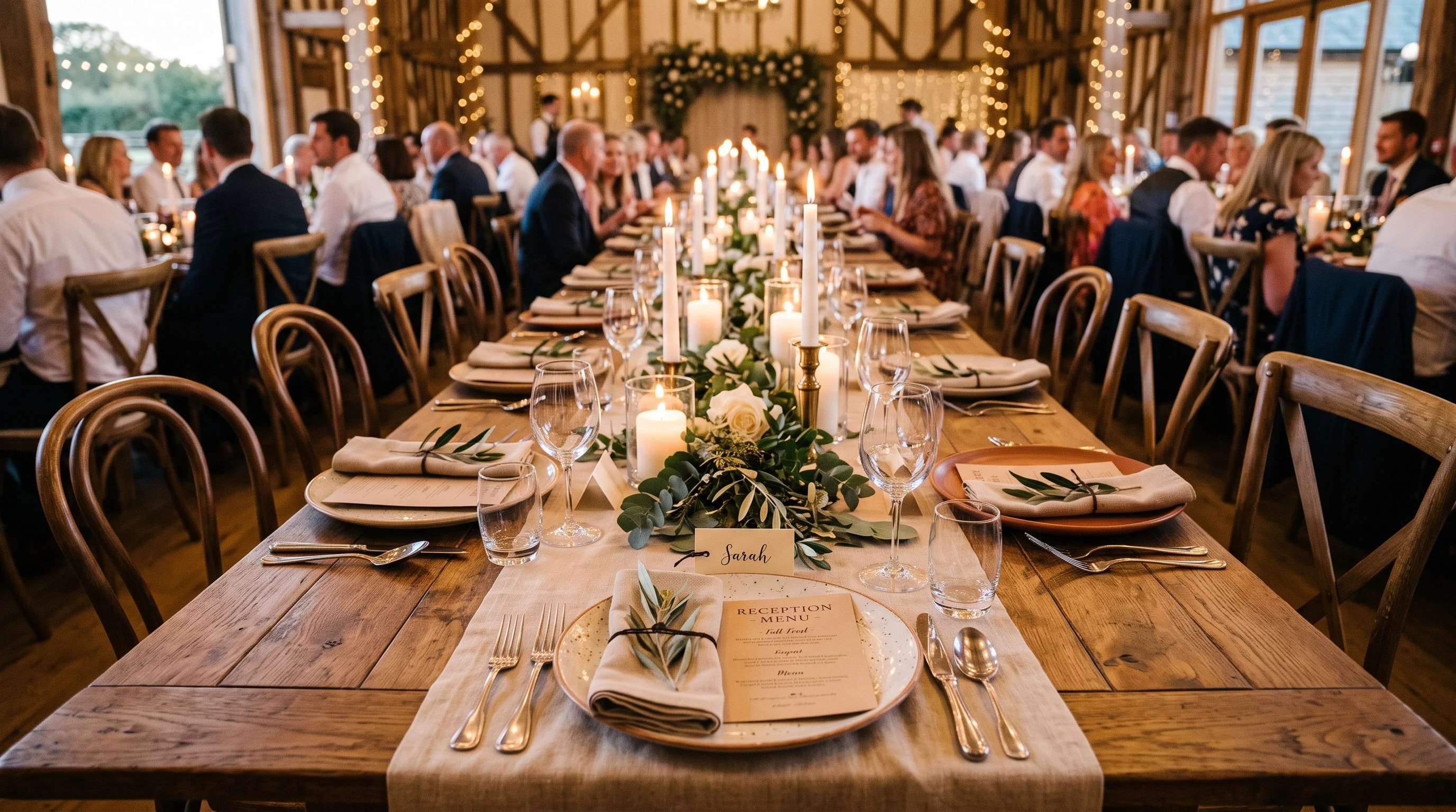 Rustic Wedding Reception Ideas for Wooden Farm Tables With Burlap Or Linen Runners