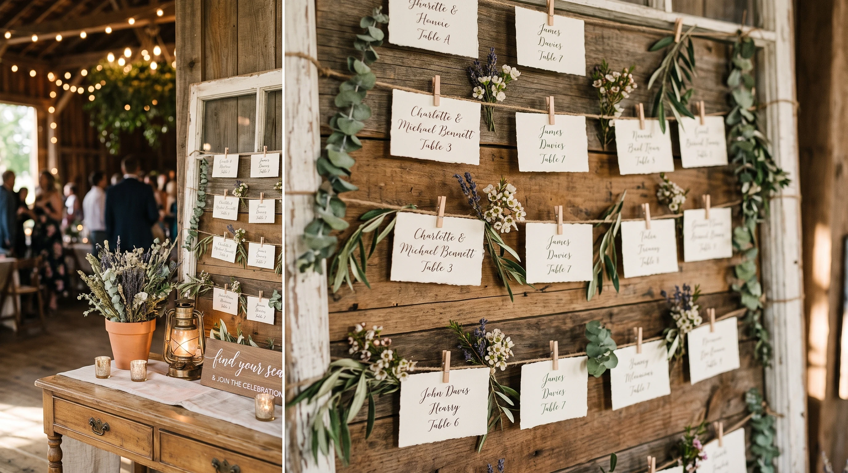 Rustic Wedding Reception Ideas DIY Escort Card Displays With Natural Details