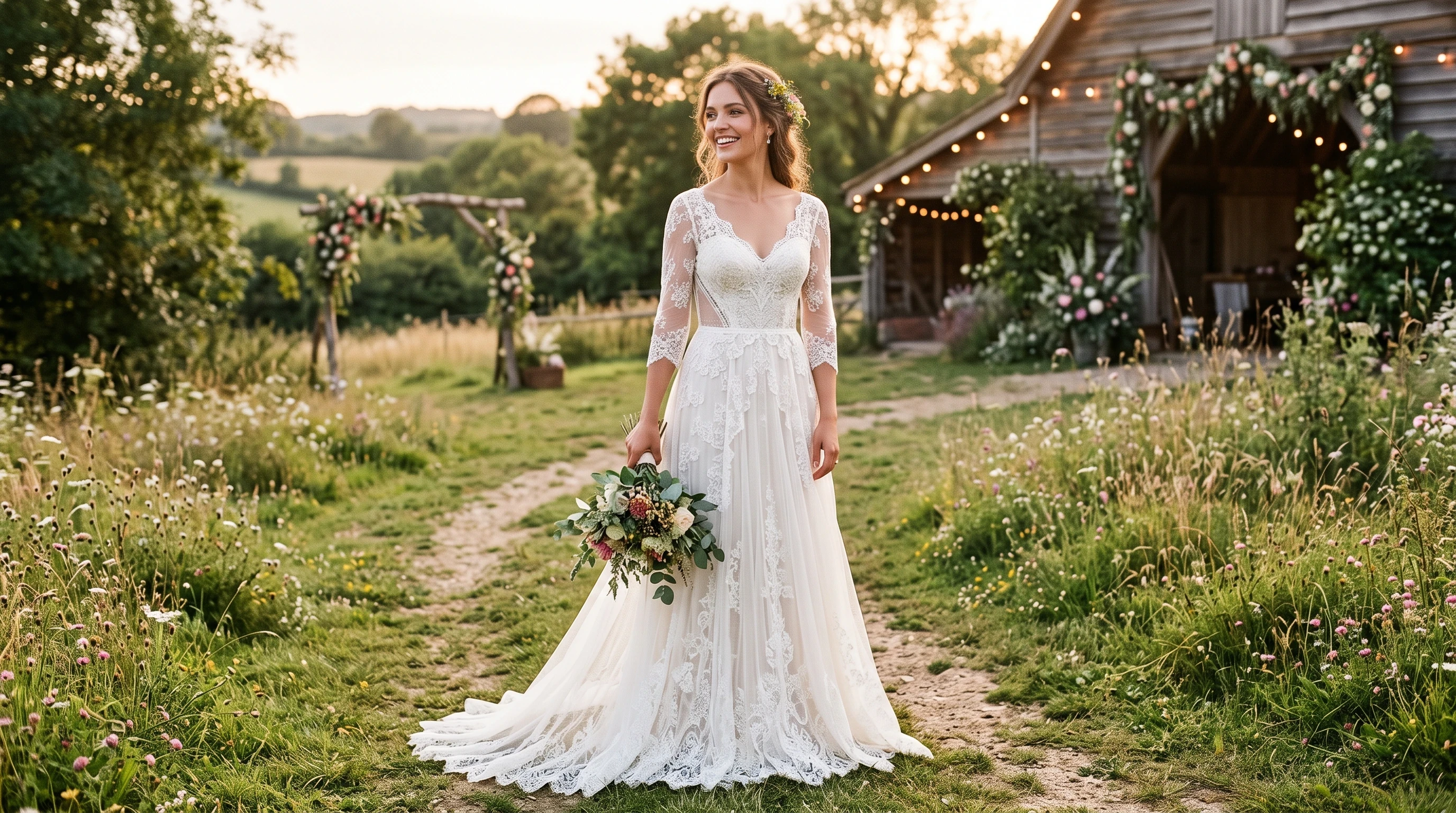 Rustic Wedding Dress Ideas for Romantic Lace Wedding Dress