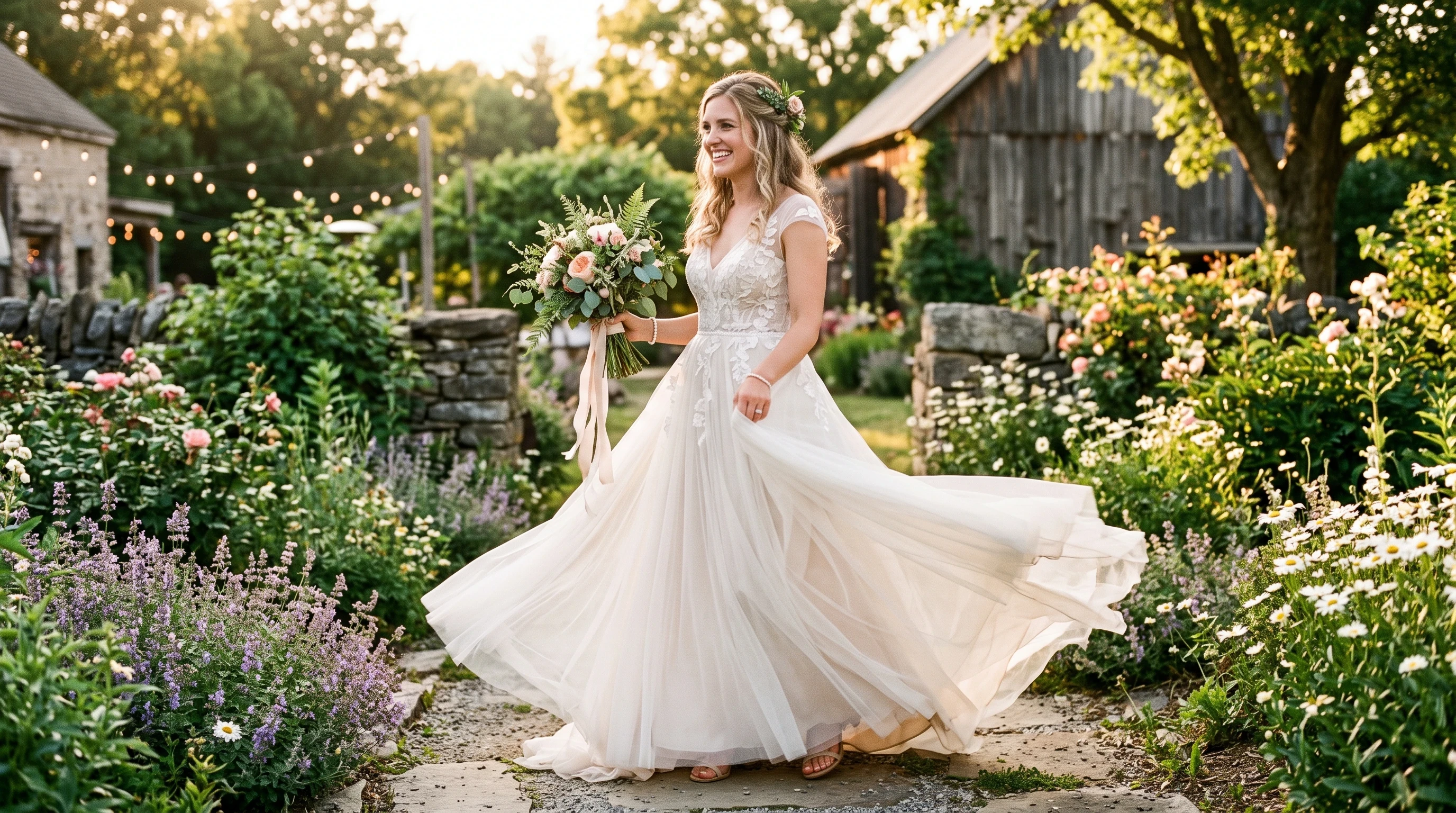 Rustic Wedding Dress Ideas for Flowing A-line Wedding Dress