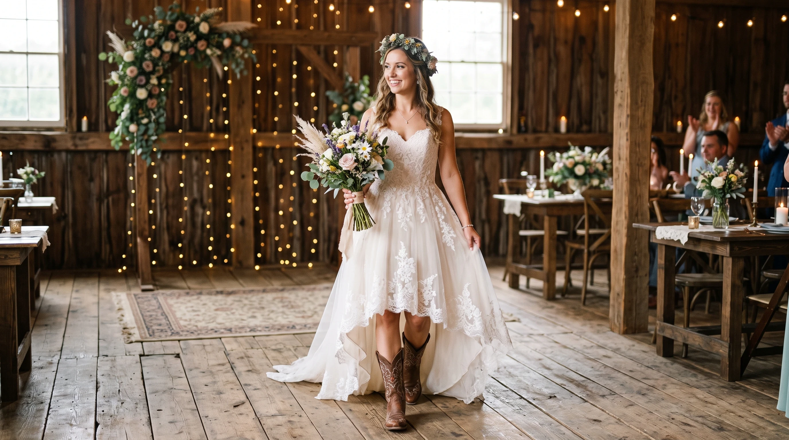 Rustic Wedding Dress Ideas for High-Low Rustic Wedding Dress