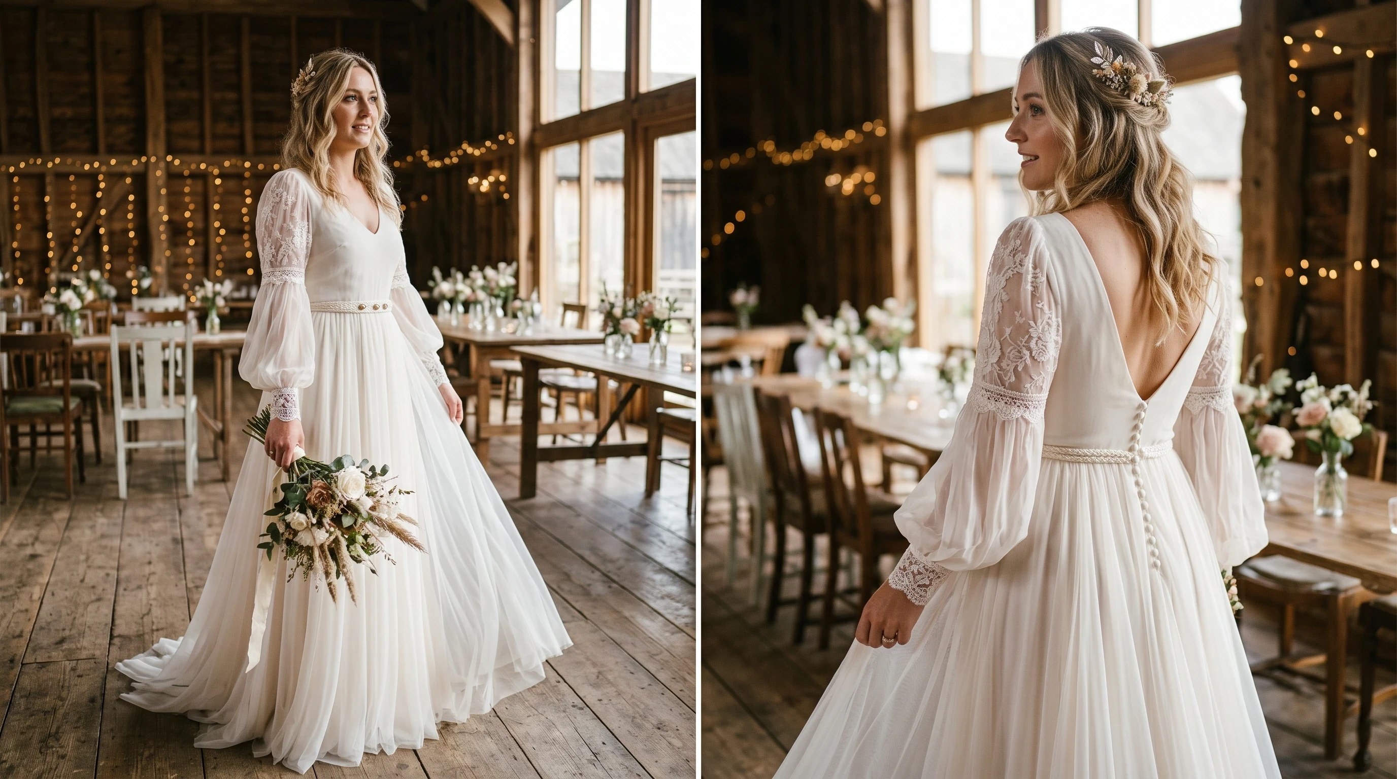 Rustic Wedding Dress With Statement Sleeves