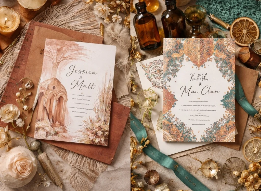 Boho wedding invitations