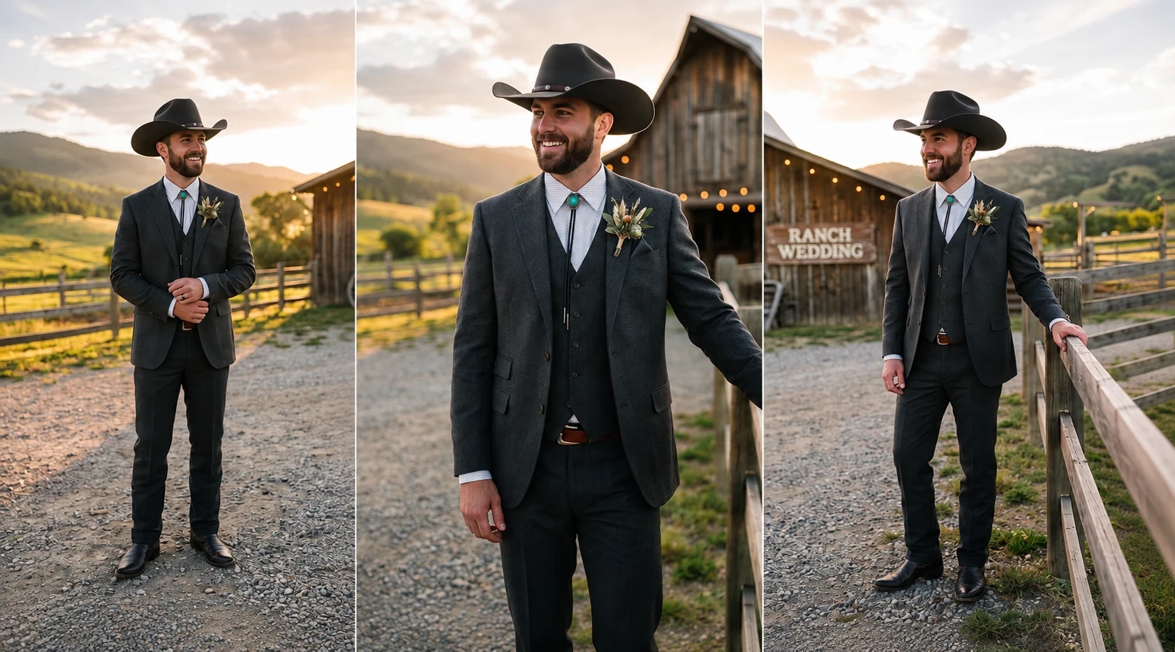 Western Groom Look with a Cowboy Hat