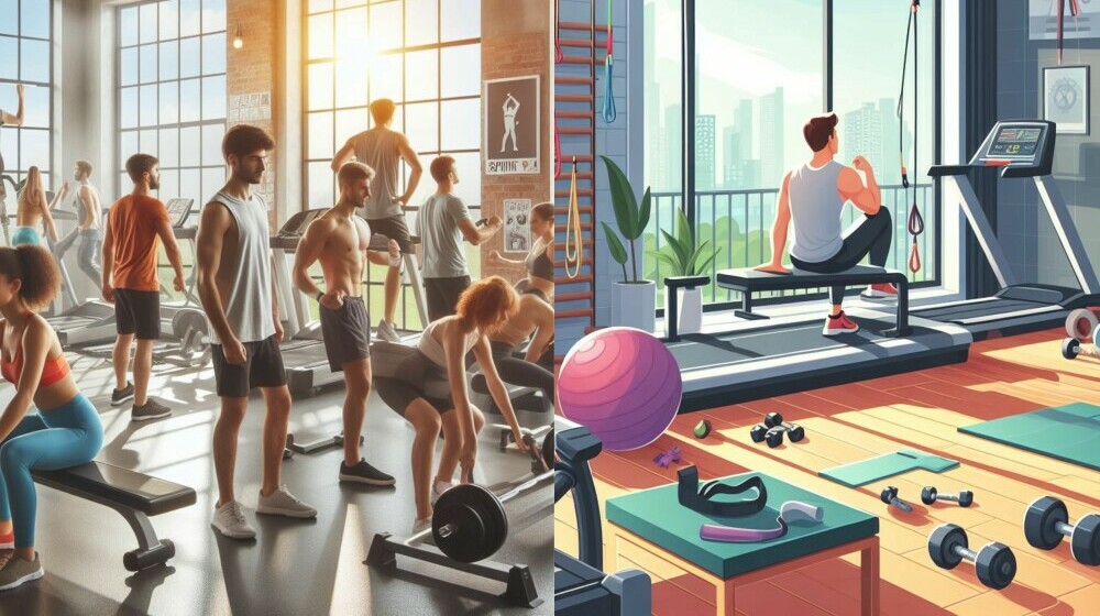 crowded gym versus organized home gym 