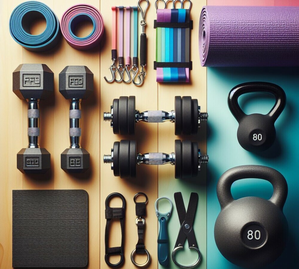 A variety of fitness equipment