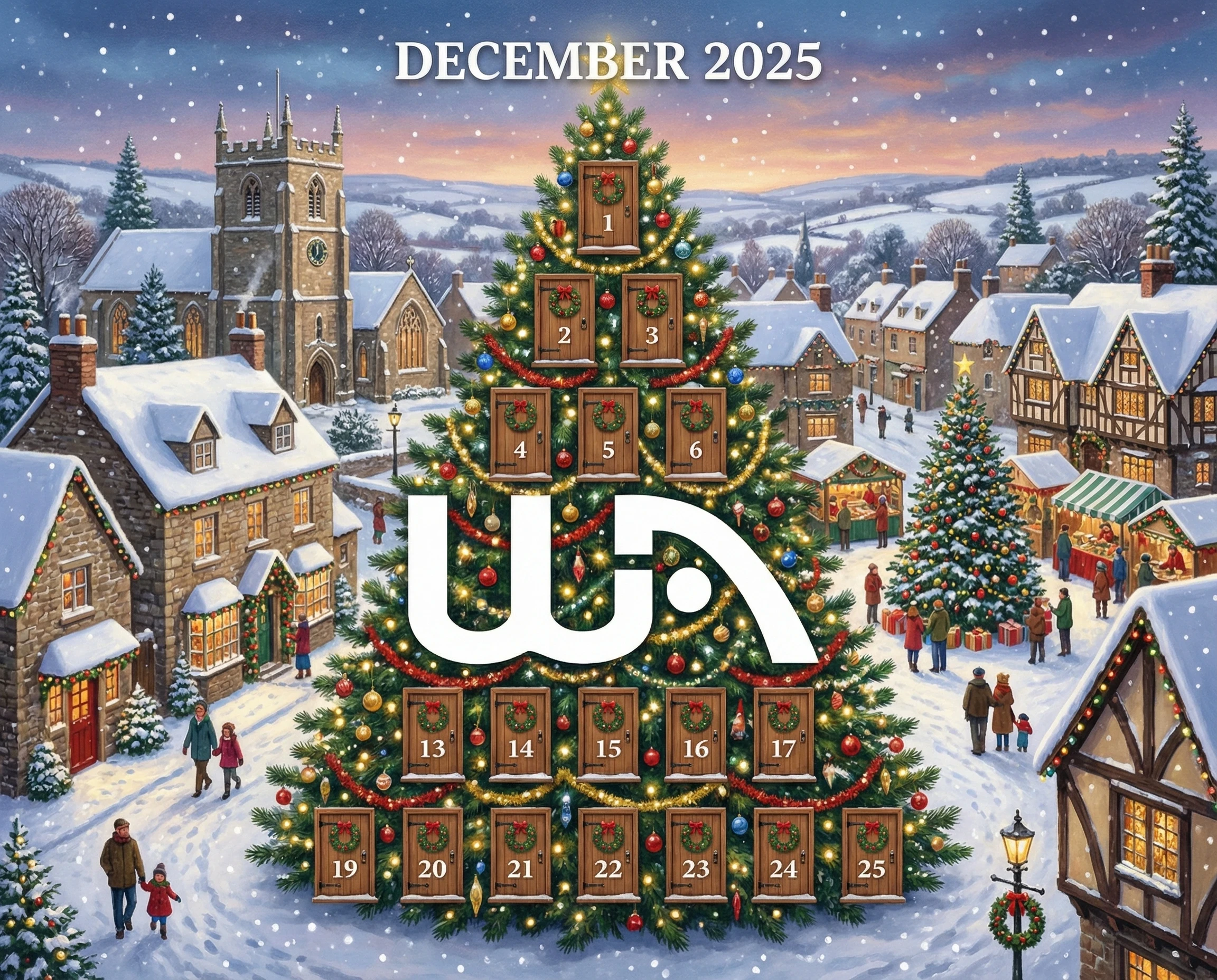 Christmas tree image as an advent calendar with WA logo