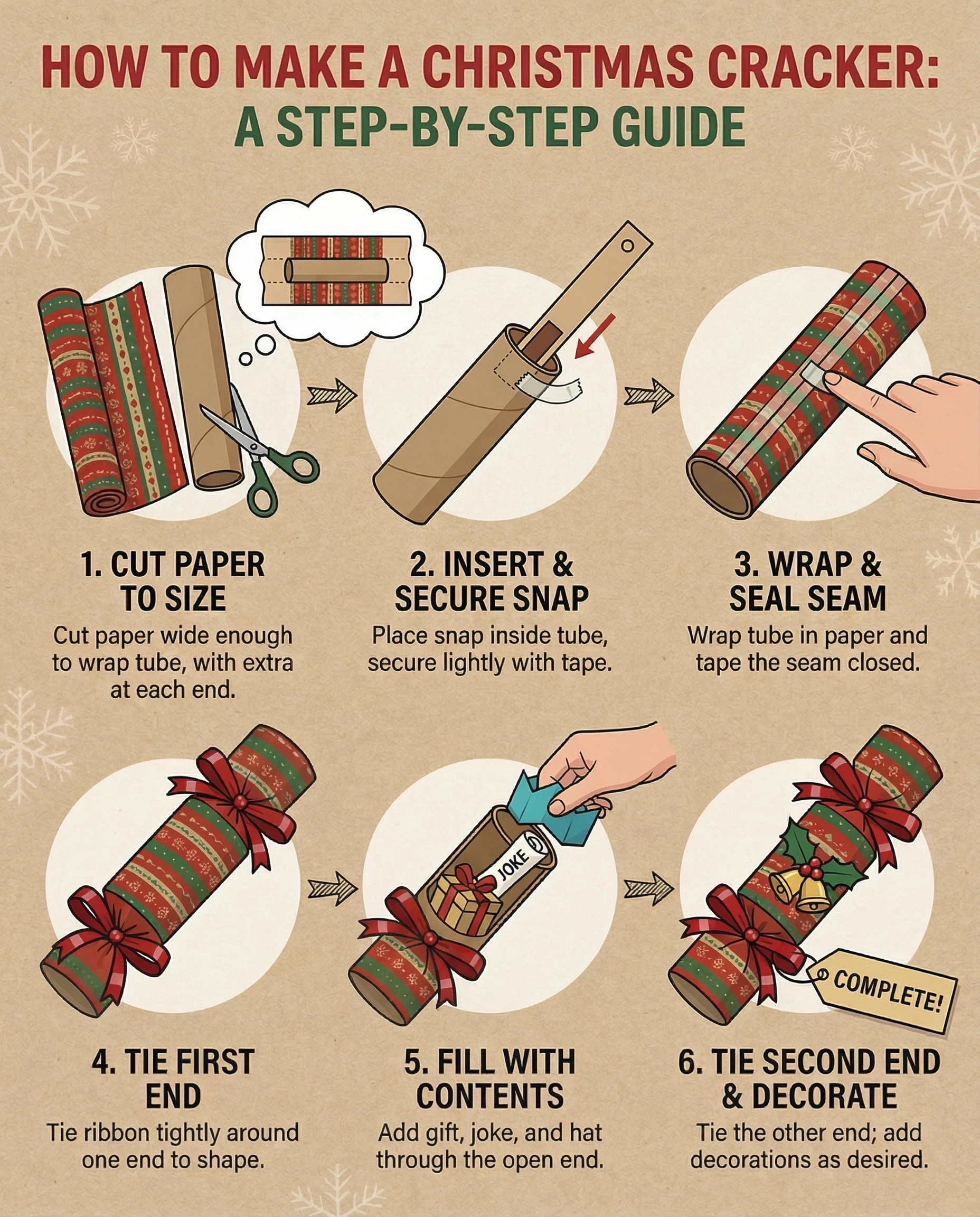 step by step guide to making a Christmas Cracker