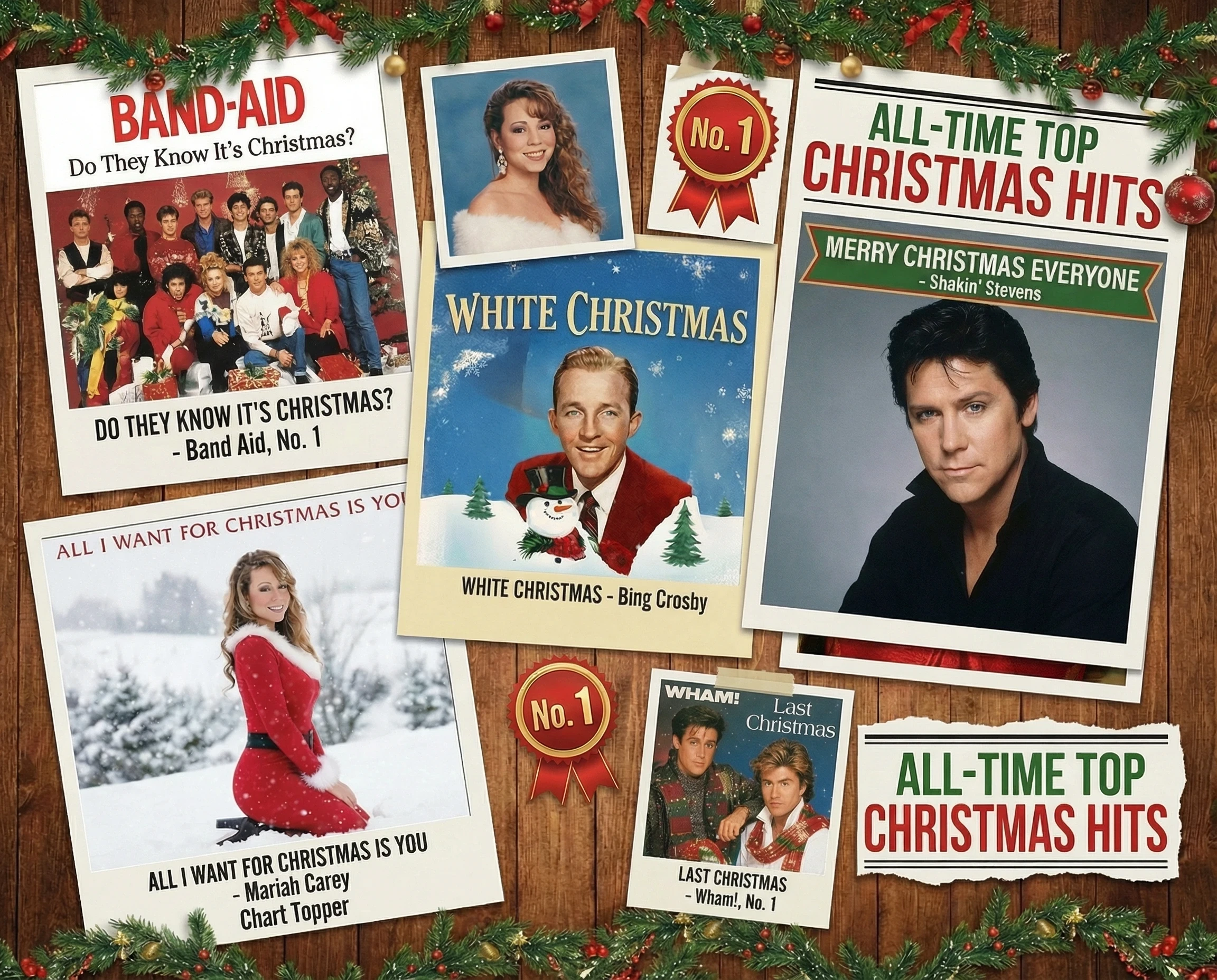 A selection of Christmas No. 1 winners and Bing Crosby