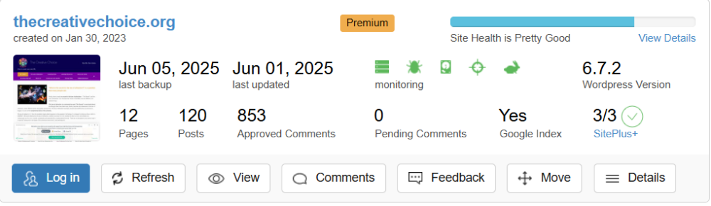Site manager screenshot TCC