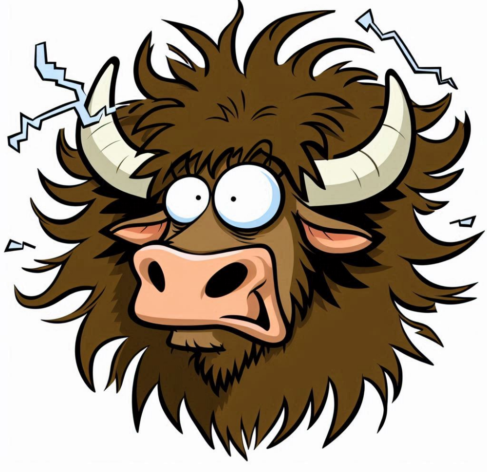 bison with crazy hair