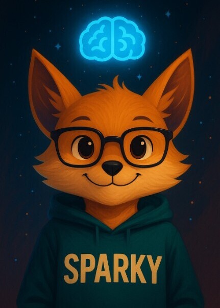 A cartoon image of a fox called Sparky