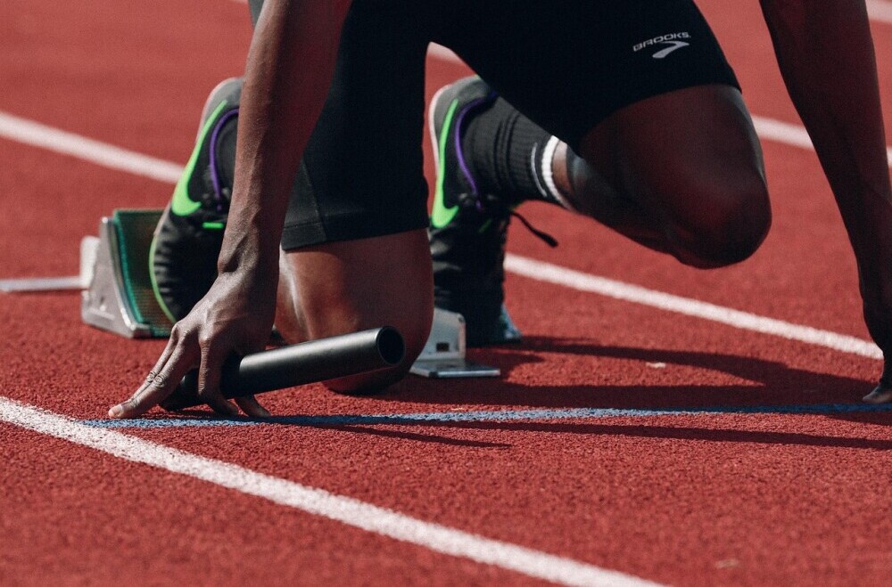 athlete on the starting blocks