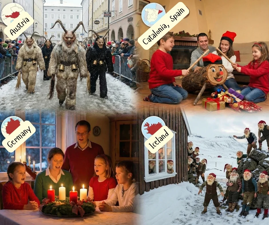 4 different examples of Advent traditions from Austria, Catalonia, Germay and Iceland