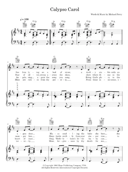 Sheet music for "The Calypso Carol"