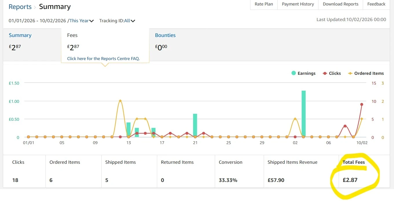 screenshot of Amazon Associates account 2