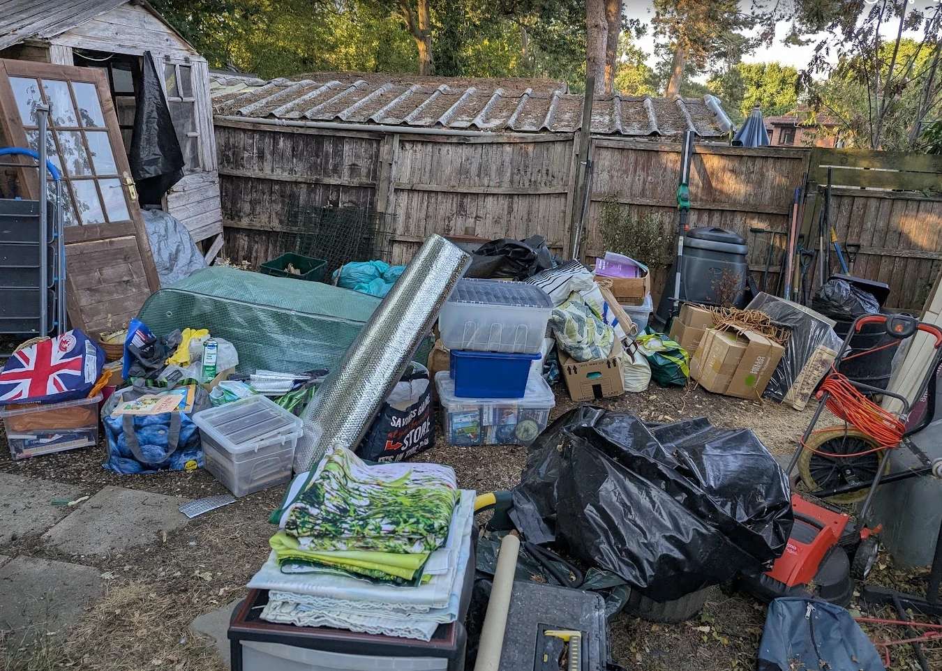 Back garden full of junk