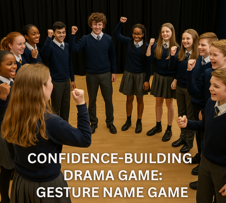 students playing the gesture name game