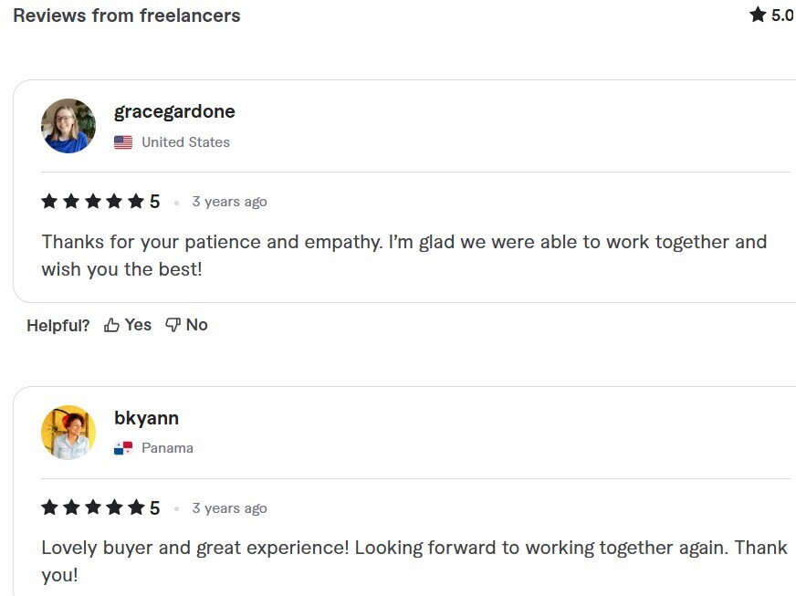 Fiverr reviews received