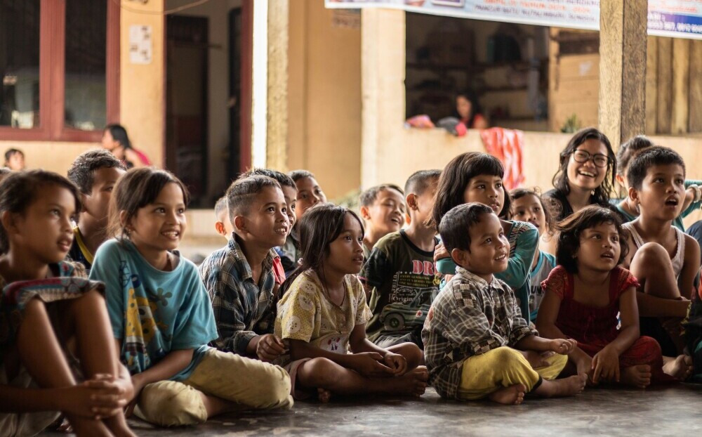 Children watching a show