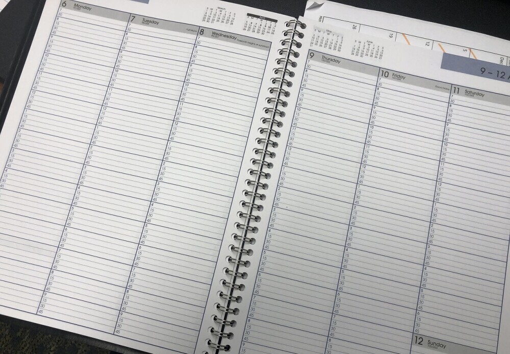 an empty planner