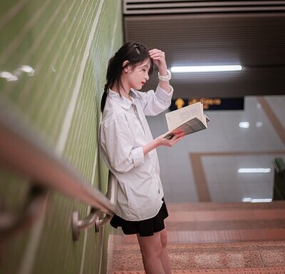 student reading