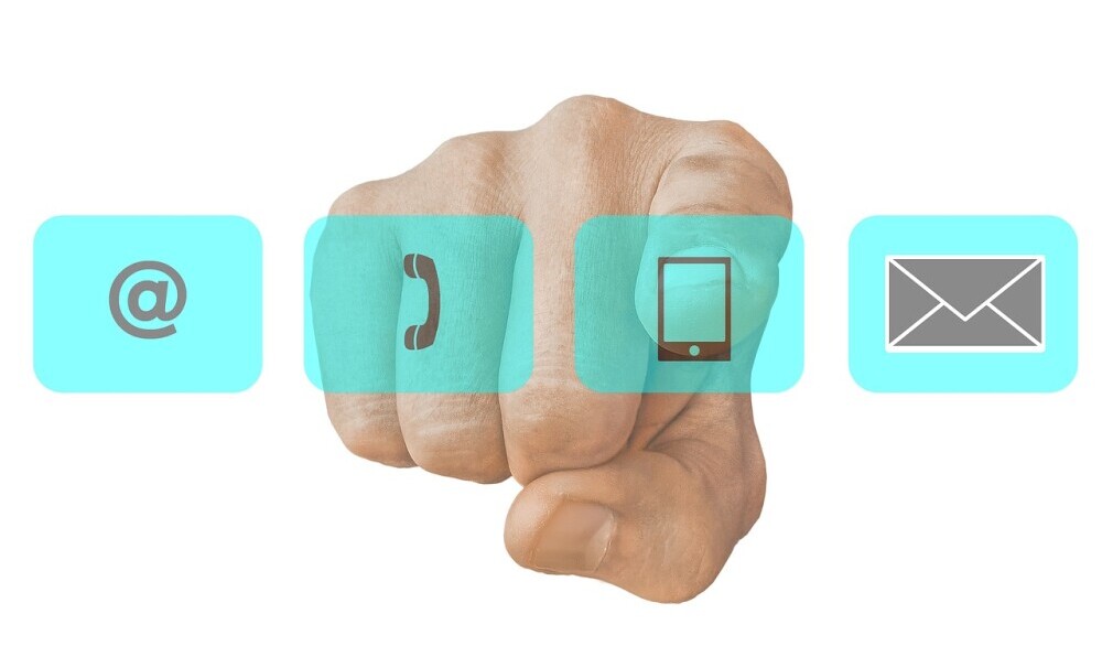 finger pointing at different ways to contact them