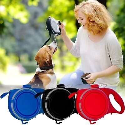 4 in 1 dog leash with water bottle and bowl
