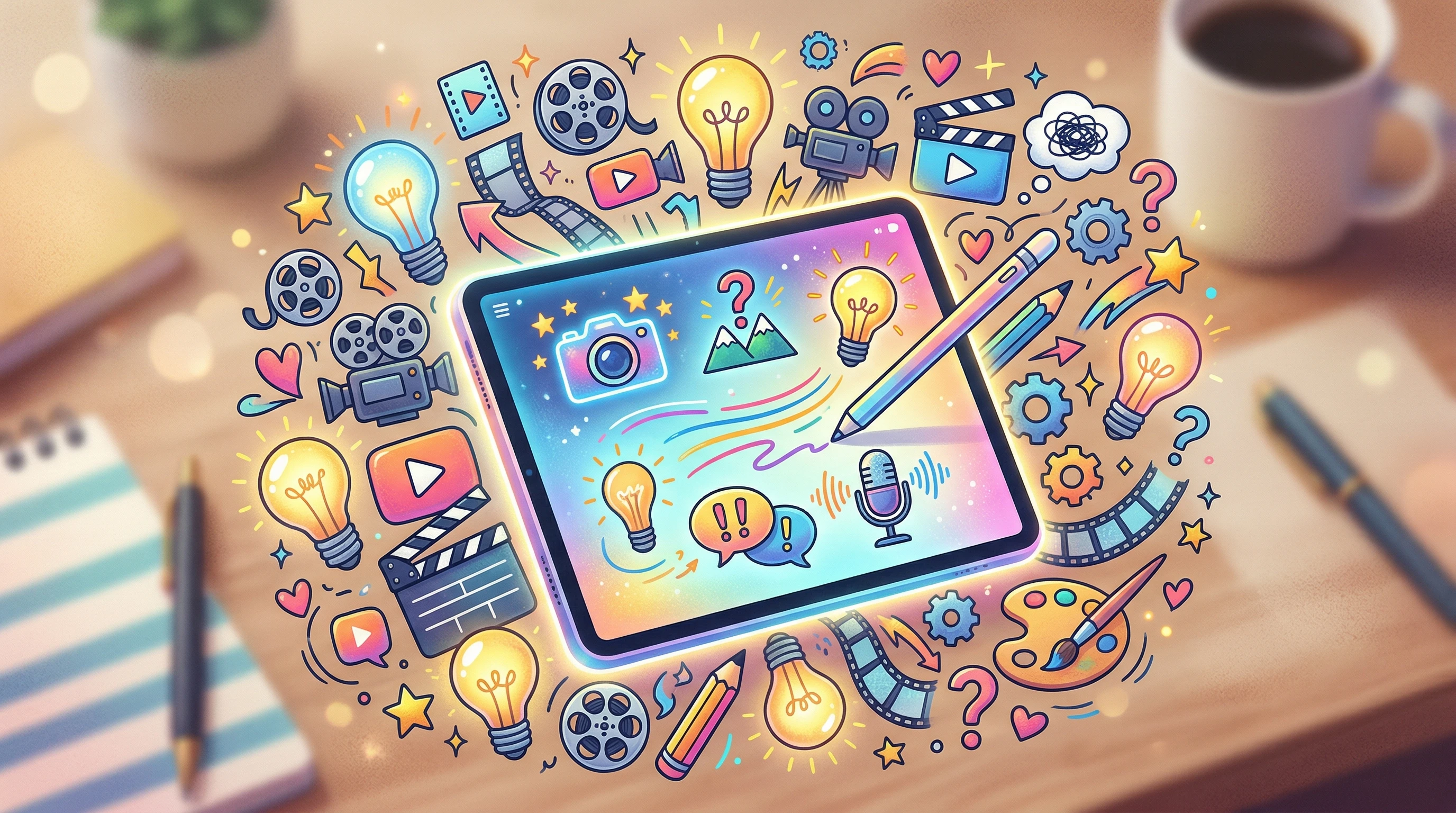 Create Catchy Titles For Your Vlogs 1 colorful digital notepad with creative vlog title ideas