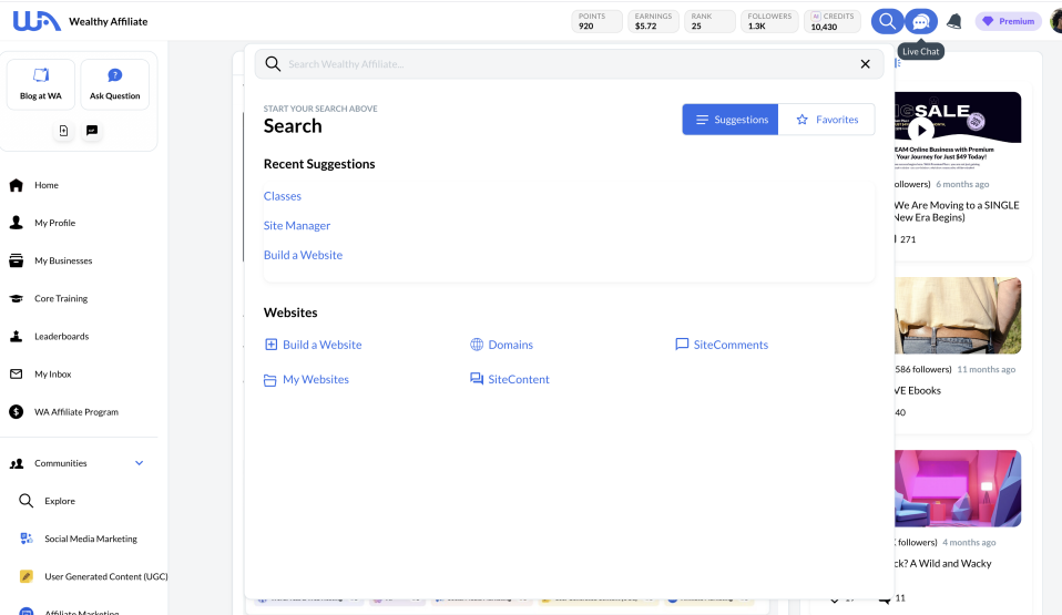 Search bar and classes