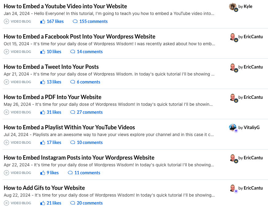A screenshot of results from the Wealthy Affiliate search bar function
