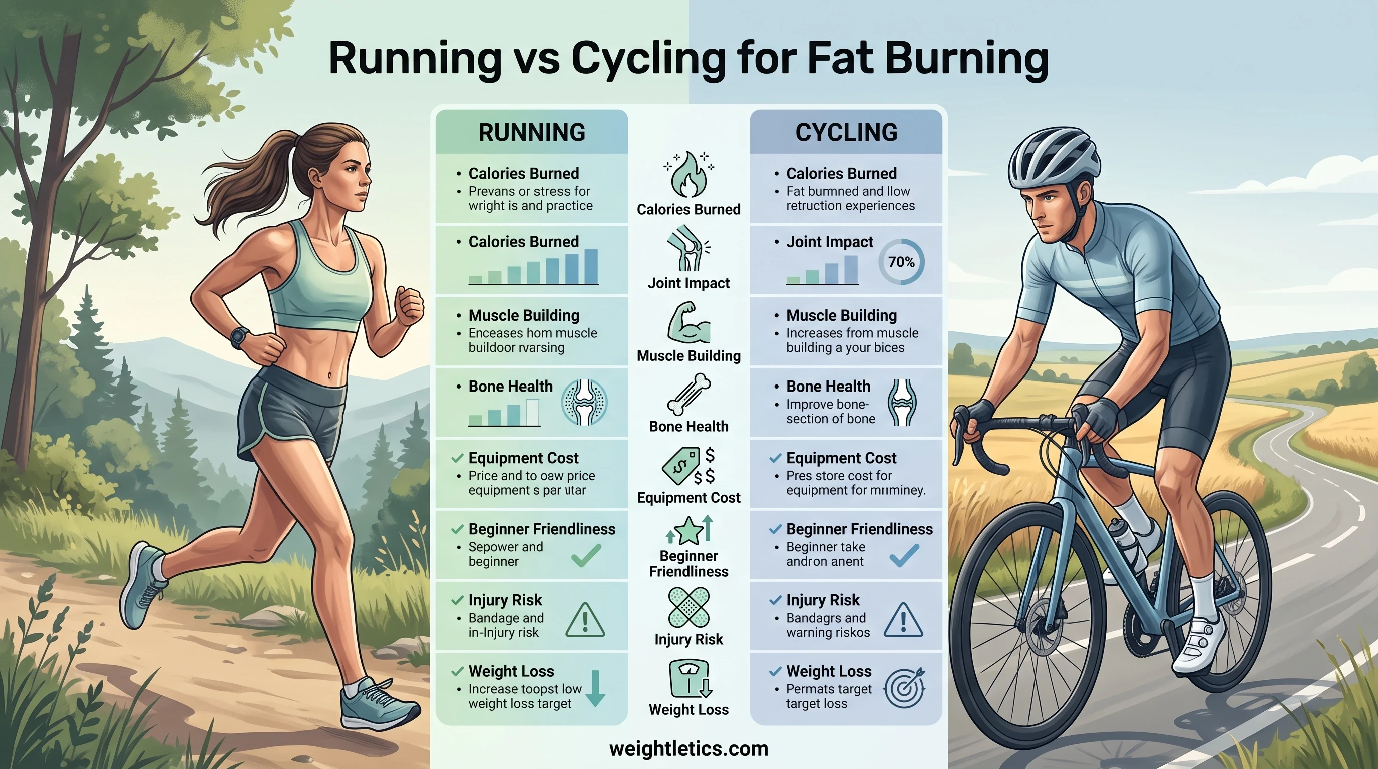 running vs cycling for fat burning