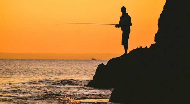 fishing guide, sunset, fishing, rocks